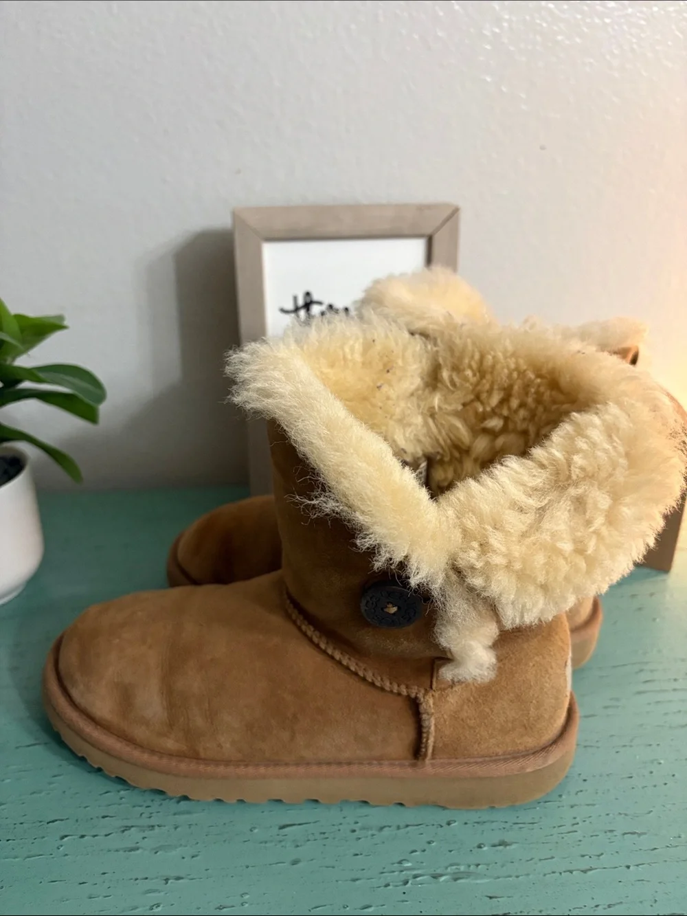 UGG Women's Chestnut Suede Shearling Cuffed Boots